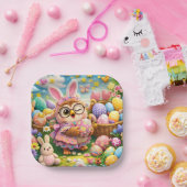 Easter bunny and colourful eggs party design ペーパープレート (パーティー)