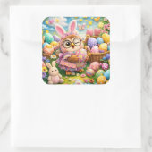 Easter bunny and colourful eggs whimsical sticker  スクエアシール (バッグ)