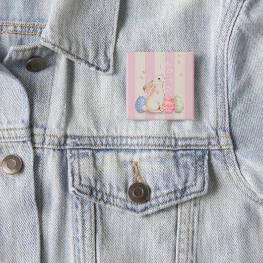 Easter Bunny and Spring Pastel Stripe 缶バッジ (インサイチュ)