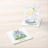 Easter Bunny and the Chicken スクエアペーパーコースター (インサイチュ)