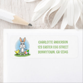 Easter Bunny and the cute Chicken ラベル