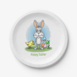 Easter bunny and the Yellow Chicken ペーパープレート