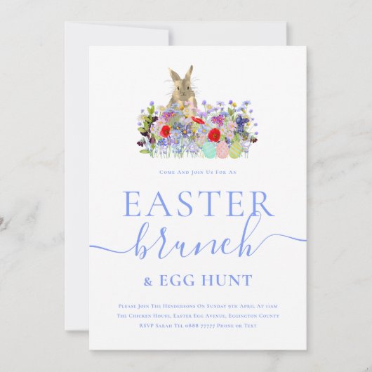 Easter Bunny and Wildflowers Egg Hunt and Brunch 招待状 (正面)