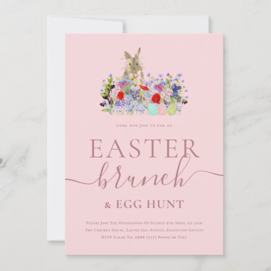 Easter Bunny and Wildflowers Egg Hunt and Brunch 招待状 (正面)