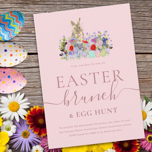 Easter Bunny and Wildflowers Egg Hunt and Brunch 招待状