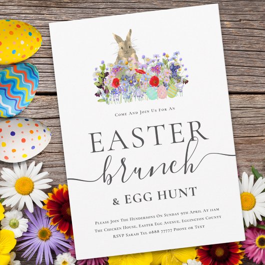 Easter Bunny and Wildflowers Egg Hunt and Brunch 招待状