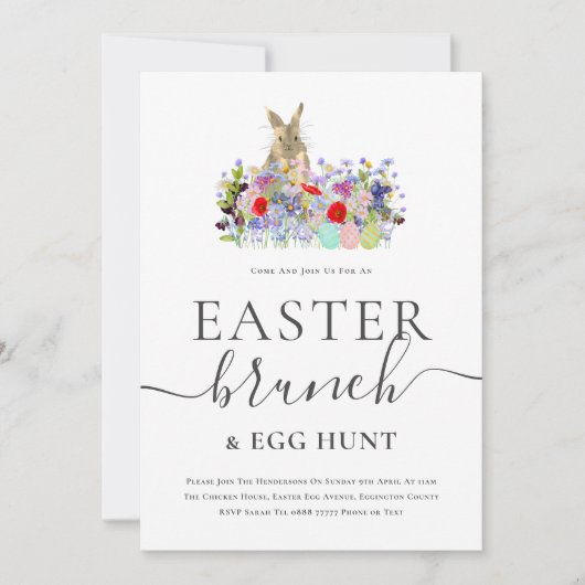 Easter Bunny and Wildflowers Egg Hunt and Brunch 招待状 (正面)