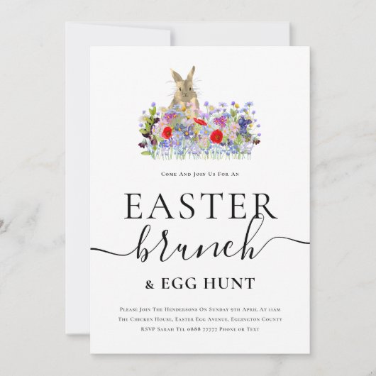Easter Bunny and Wildflowers Egg Hunt and Brunch 招待状 (正面)