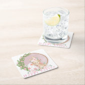 Easter Bunny at Garden Paper Coaster スクエアペーパーコースター (インサイチュ)