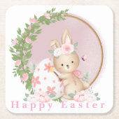 Easter Bunny at Garden Paper Coaster スクエアペーパーコースター (正面)