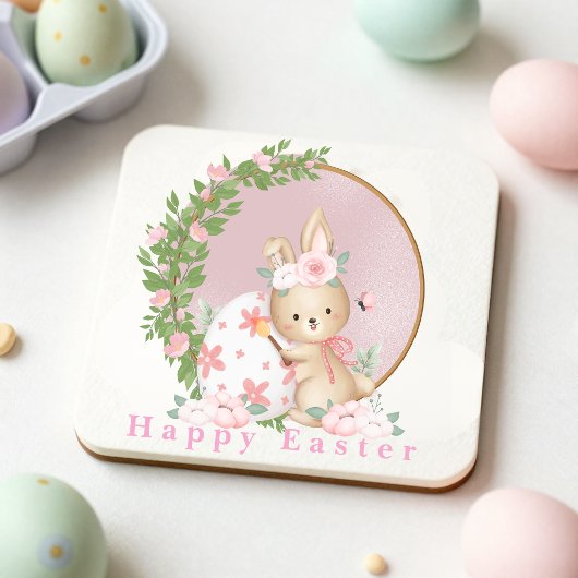 Easter Bunny at Garden Paper Coaster スクエアペーパーコースター