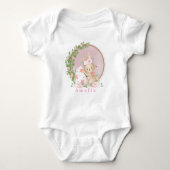 Easter Bunny at Garden Personalized baby bodysuit ベビーボディスーツ (正面)
