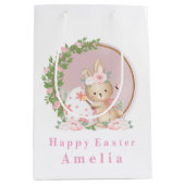 Easter Bunny at Garden Personalized Gift Bag ミディアムペーパーバッグ (正面)