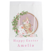 Easter Bunny at Garden Personalized Gift Bag ミディアムペーパーバッグ (裏面)