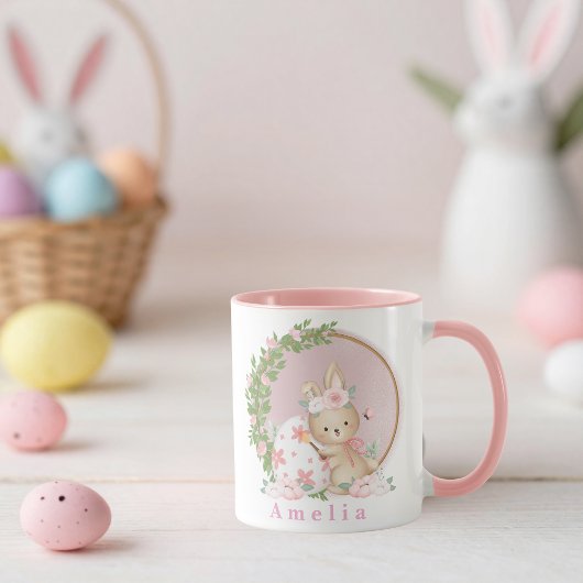 Easter Bunny at Garden Personalized Mug マグカップ