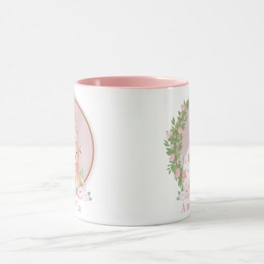 Easter Bunny at Garden Personalized Mug マグカップ (中央)