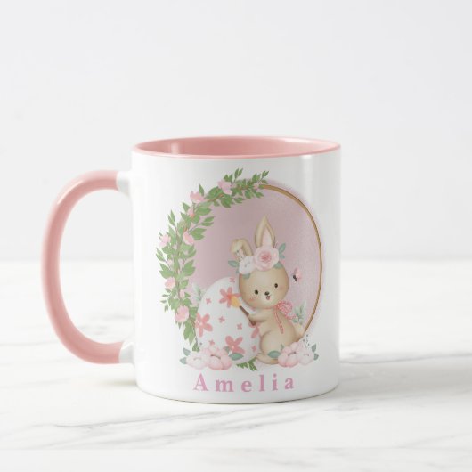 Easter Bunny at Garden Personalized Mug マグカップ (左)