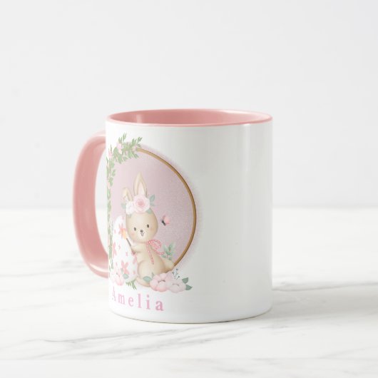 Easter Bunny at Garden Personalized Mug マグカップ (正面左)