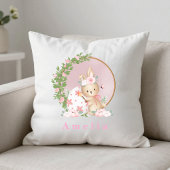 Easter Bunny at Garden Personalized Throw Pillow クッション