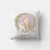 Easter Bunny at Garden Personalized Throw Pillow クッション (正面)