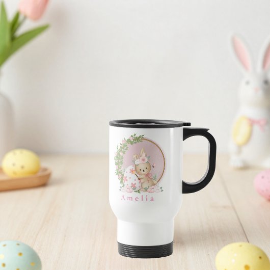 Easter Bunny at Garden Personalized Travel Mug トラベルマグ