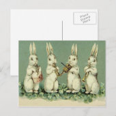Easter Bunny Band Drum Trumpet Violin Shamrock シーズンポストカード (正面/裏面)