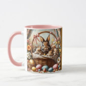 Easter Bunny Basket Cute Spring Bunny マグカップ (左)