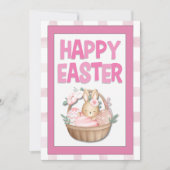 Easter Bunny Basket & Pink Plaid シーズンカード (正面)