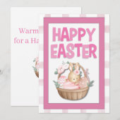 Easter Bunny Basket & Pink Plaid シーズンカード (正面/裏面)