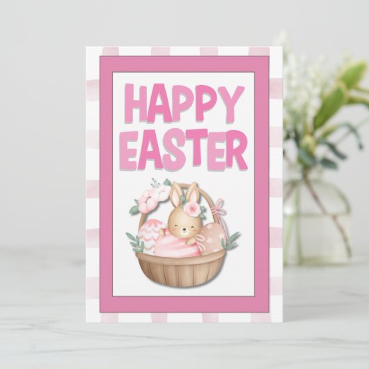 Easter Bunny Basket & Pink Plaid シーズンカード (スタンド正面)