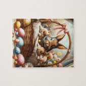 Easter Bunny Basket, Spring Bunnies & Easter Eggs ジグソーパズル (横)