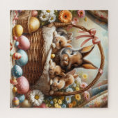 Easter Bunny Basket, Spring Bunnies & Easter Eggs ジグソーパズル (横)