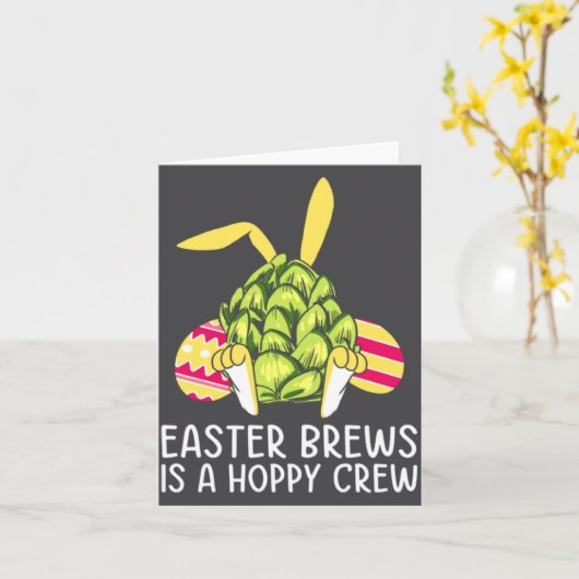 Easter Bunny Beer Drinking Rabbit Illustration カード (黄色い花)