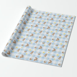 Easter Bunny Blue Gingham Wrapping Paper ラッピングペーパー