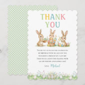 Easter Bunny Boy First Birthday Thank You Card サンキューカード (正面/裏面)