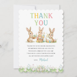 Easter Bunny Boy First Birthday Thank You Card サンキューカード