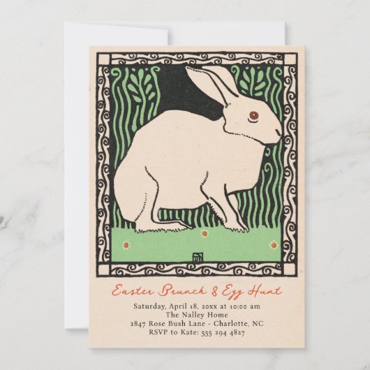Easter Bunny Brunch and Egg Hunt Invitation 招待状 (正面)