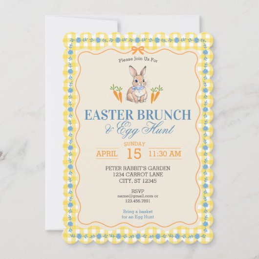 Easter Bunny Brunch Egg Hunt Celebration (yellow) 招待状 (正面)