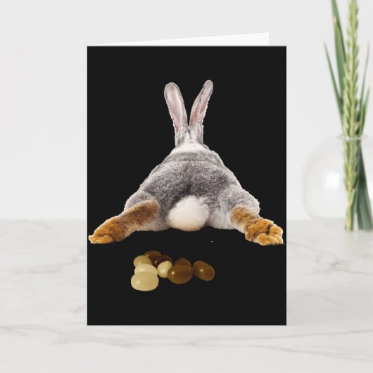 Easter Bunny Butt Tail Funny Poop Jelly Beans T Sh カード (正面)
