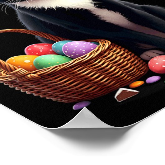 Easter Bunny Cat Egg Sket  ポスター (角)