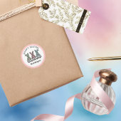 Easter Bunny Checkerboard Pink Green Teal Monogram ラウンドシール