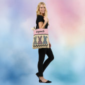 Easter Bunny Checkerboard Pink Green Yellow Name トートバッグ