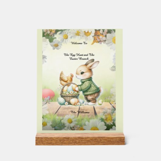  Easter Bunny & Chick Acrylic Welcome Sign アクリルサイン (正面)