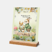  Easter Bunny & Chick Acrylic Welcome Sign アクリルサイン (傾斜)