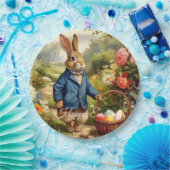 Easter Bunny Collecting Easter Eggs ペーパープレート (パーティー)