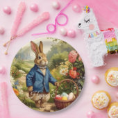 Easter Bunny Collecting Easter Eggs ペーパープレート (パーティー)