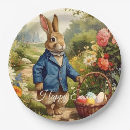 Easter Bunny Collecting Easter Eggs ペーパープレート