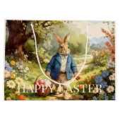 Easter Bunny Collecting Easter Eggs ラージペーパーバッグ (裏面)