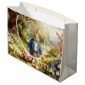 Easter Bunny Collecting Easter Eggs ラージペーパーバッグ (裏面アングル)