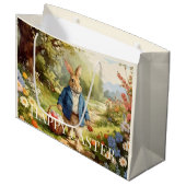 Easter Bunny Collecting Easter Eggs ラージペーパーバッグ (正面アングル)